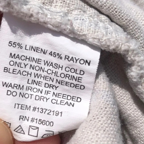 Briggs Tan Beige Linen Blend Elastic Waist Strap Pattern Short Size Large - Picture 4 of 7